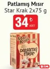 STAR KRAK PATLAMIŞ MISIR 2X75 G fiyat ve kampanya bilgisi